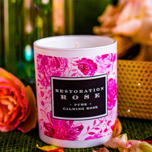 Rose infused candles made from organic roses.